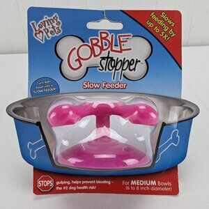 Loving Pets Gobble Stopper Slow Feeder for Medium Bowls 6-8" Diameter Pink New